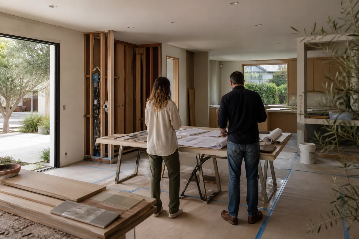 Architectural concept visualization of a renovation planning session